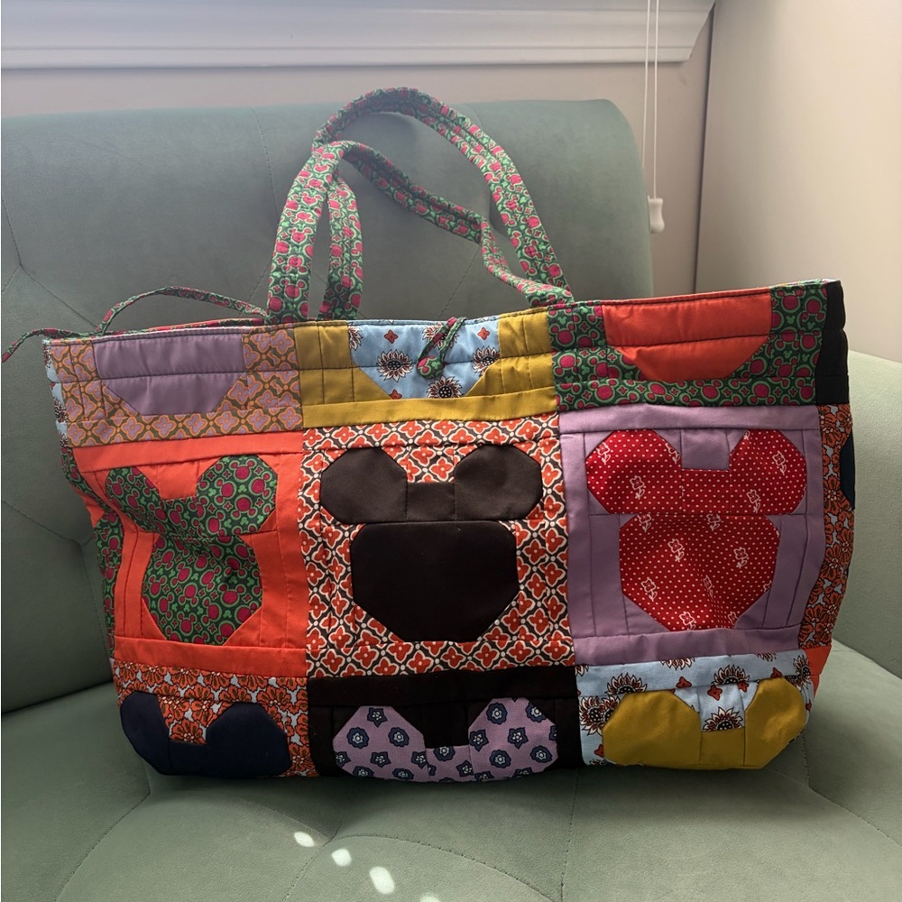 Vera Bradley Patchwork Quilted Tote in Multi-Color Mickey Silhouettes